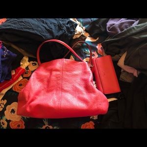 Pink coach purse with wallet